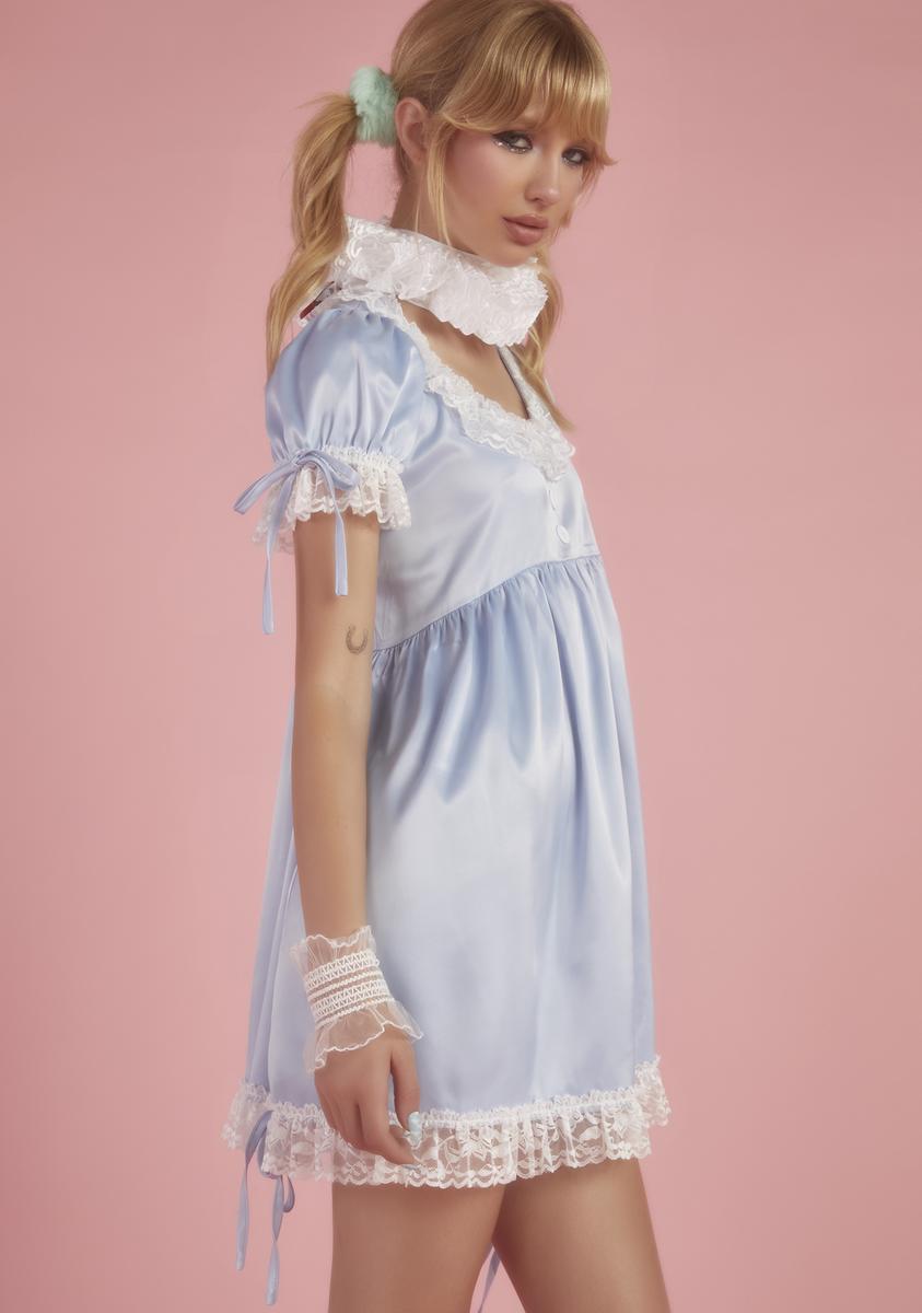Sugar Thrillz Satin Lace Ruffle Babydoll Dress