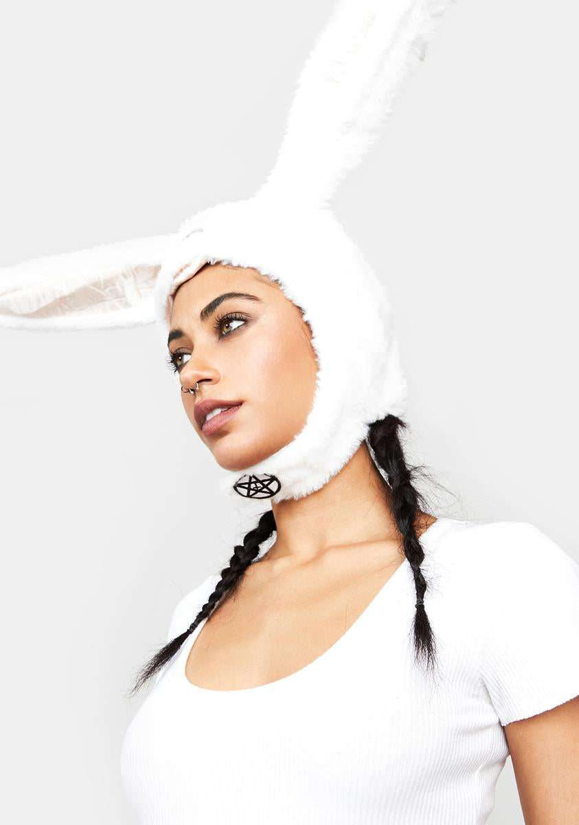 Devil666ish Faux Fur Rabbit Ears Hat - White – Dolls Kill