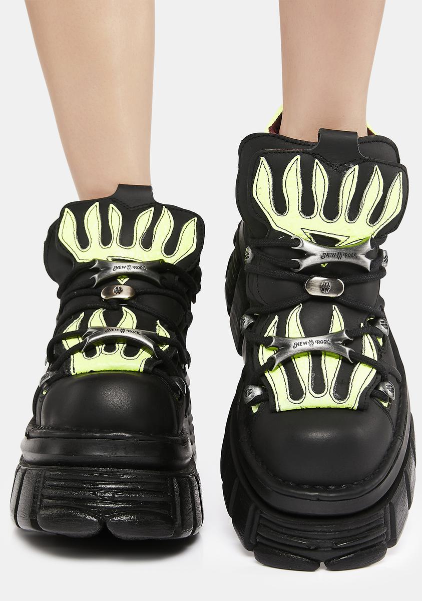 Transparent Neon Yellow Clear Chunky Heel Platform Boots main image 1