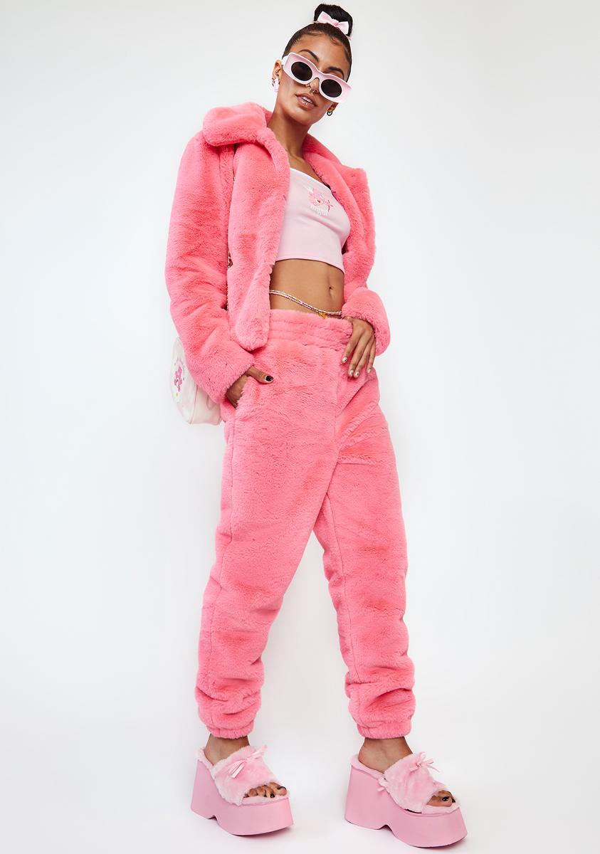 Girlfriend Material Pink Tommy Faux Fur Pants – Dolls Kill