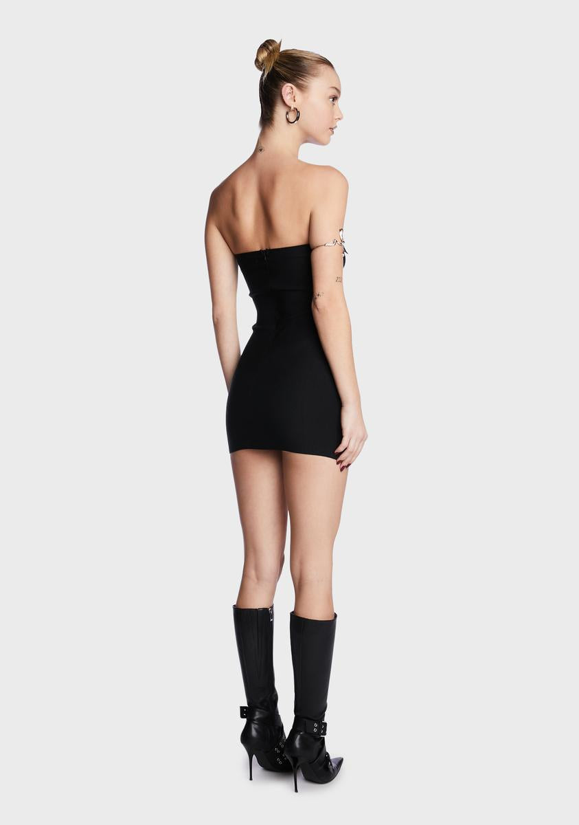 Motel Strapless Eyelet Buckle Tube Mini Dress