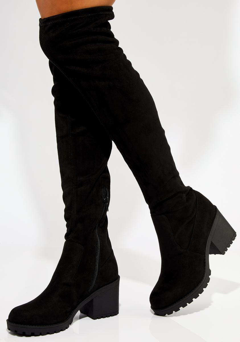 Dirty Laundry Over The Knee Faux Suede Boots – Dolls Kill
