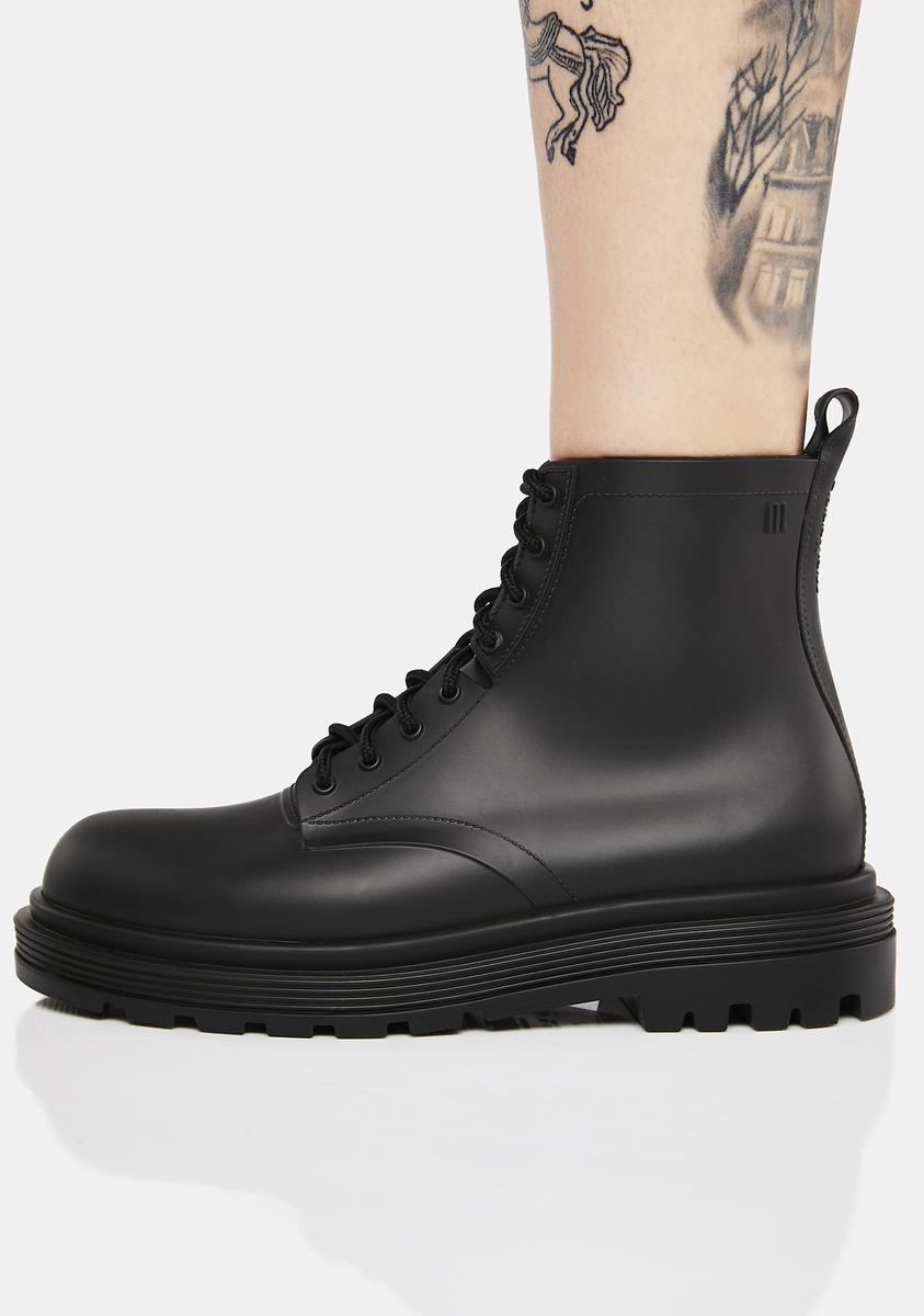 Melissa PVC Platform Combat Boots - Black – Dolls Kill