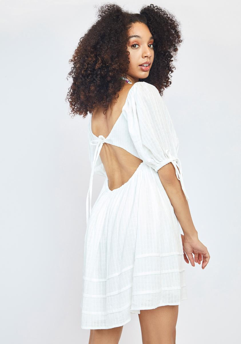 white sparkle mini dress Mini Dress Women Sequined Surface with Feather Detail Design Feature White / L