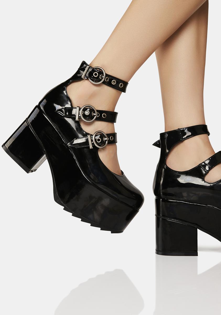 Lamoda Patent Mary Jane Platform Heels - Black – Dolls Kill