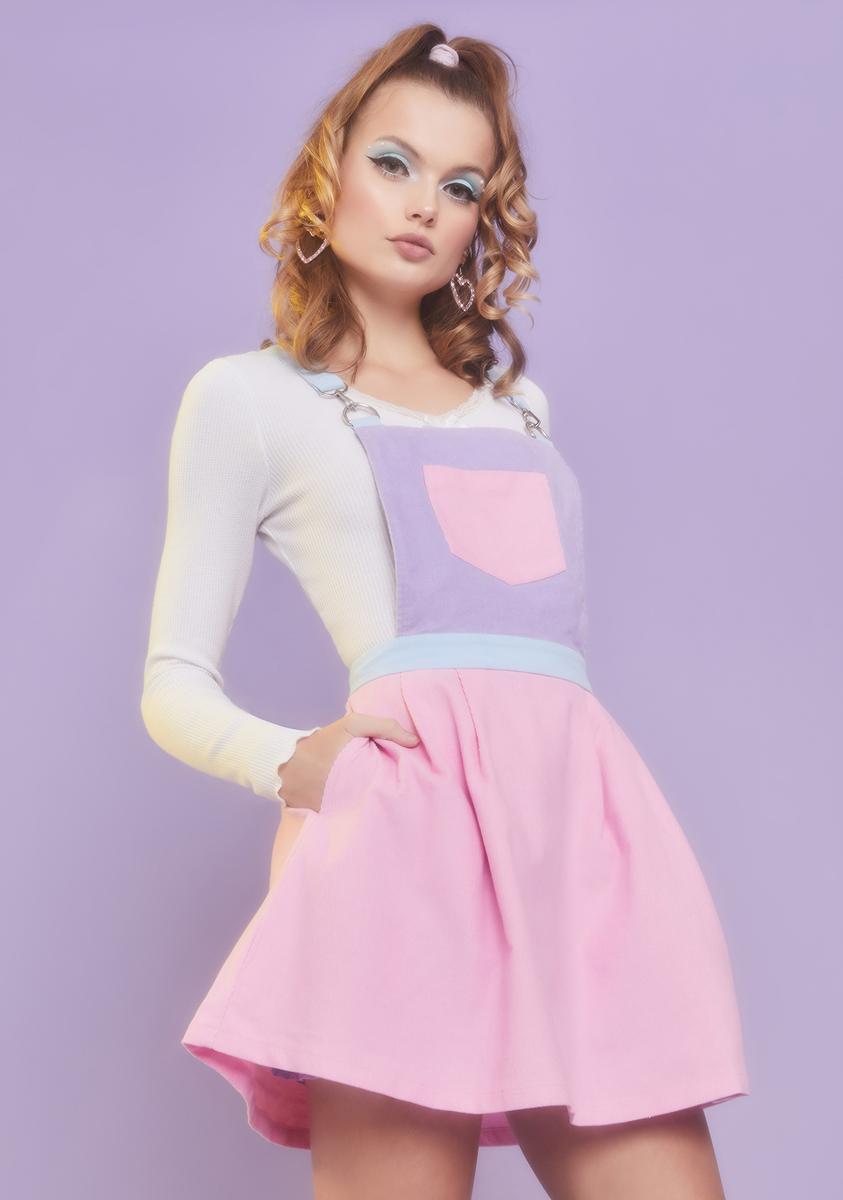 pastel pinafore dress Smiley Originals Loulou Pinafore Dress in Pink Print