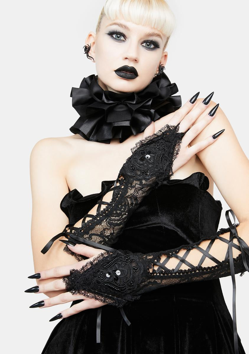 Gothic Elegant Lace Up Gloves