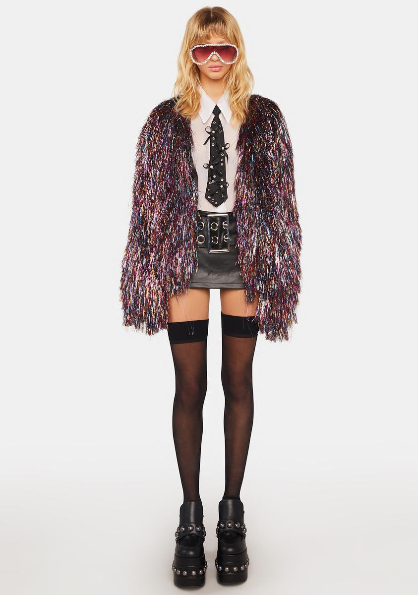 AZALEA WANG Metallic Shred String Jacket - Multi – Dolls Kill