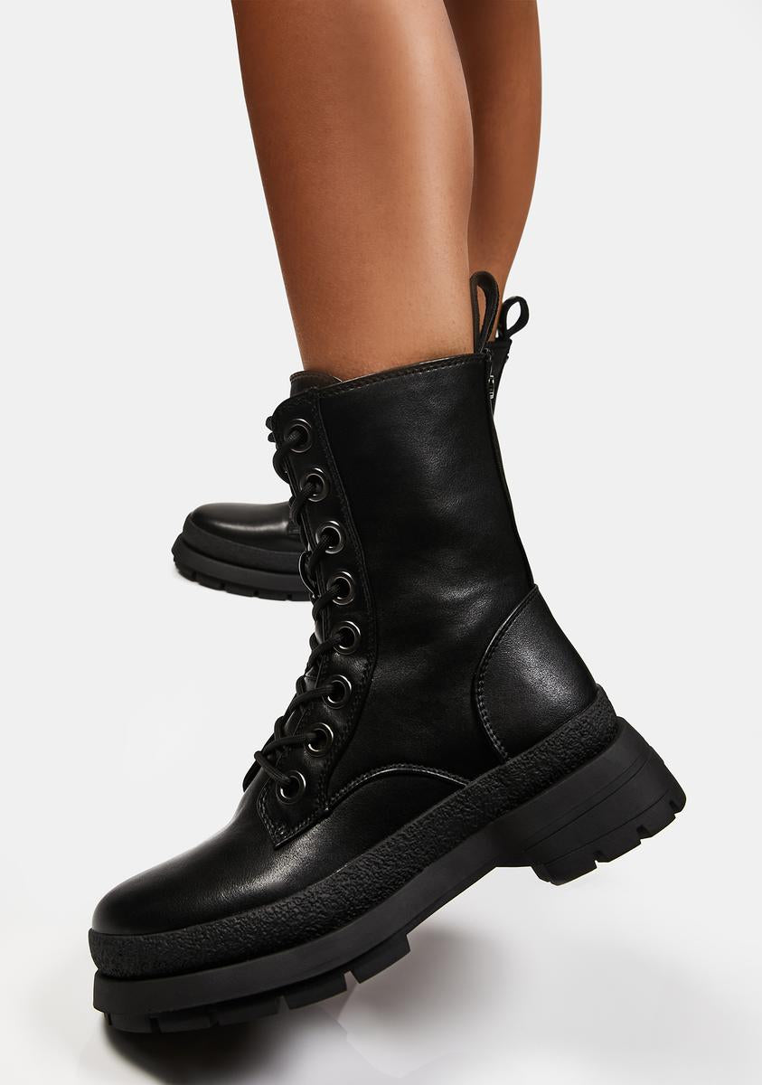 Buffalo Wide Eyelet Lace Up Combat Boots - Black Dolls Kill Buffalo Wide Eyelet Lace Up Combat Boots - Black Dolls Kill