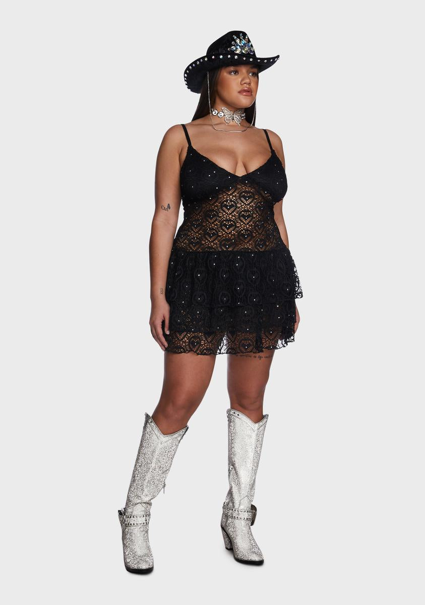 plus size lace club dress Club Exx Plus Size Sheer Lace Rhinestone Ruffle Mini Dress