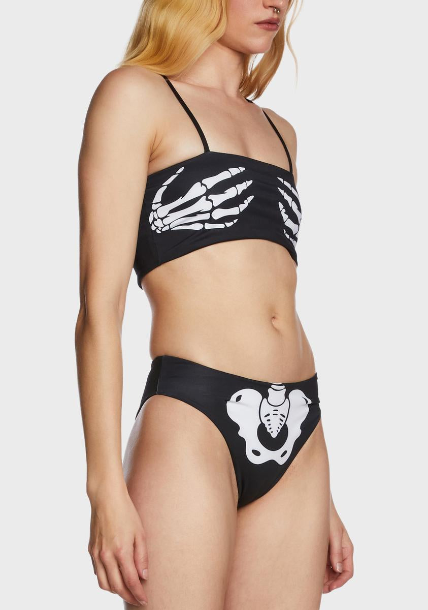 heet Regan fabriek Towers Swimwear Bones Print Reversible Bikini Set - Black – Dolls Kill