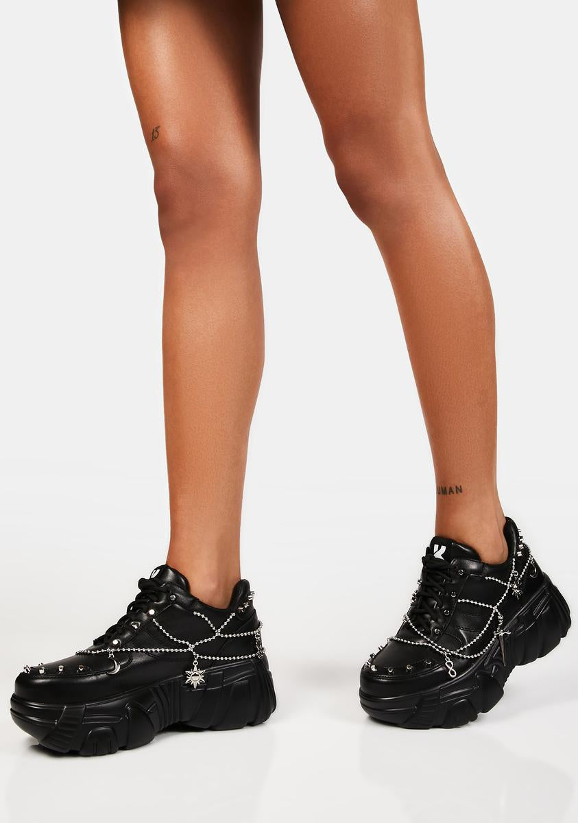 Koi Footwear Vegan Leather Studded Chain Charm Sneakers