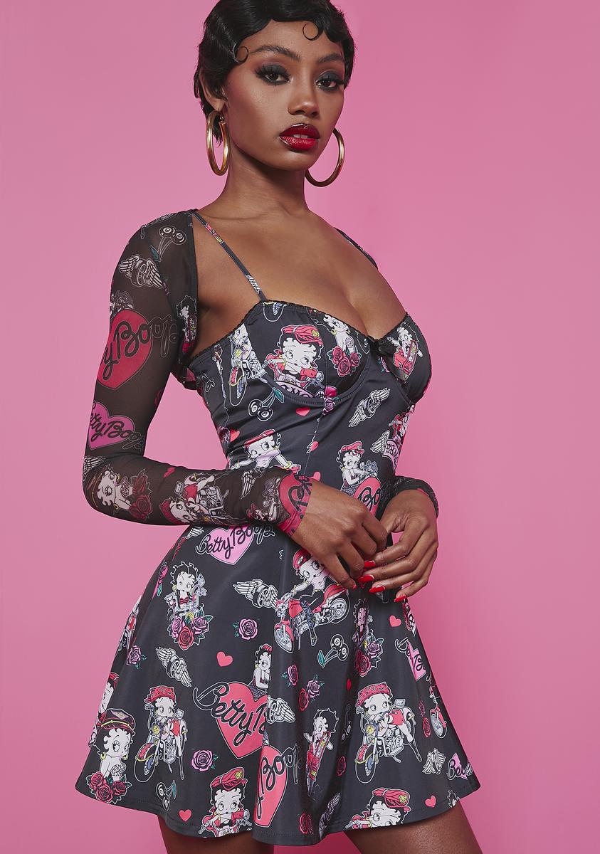 Dolls Kill x Betty Boop Satin Corset- Black