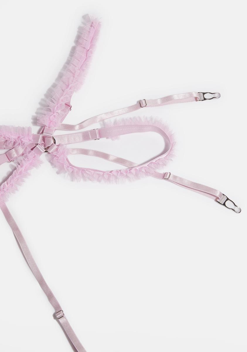 Ruffle O-Ring Garter Belt - Pink  Dolls Kill