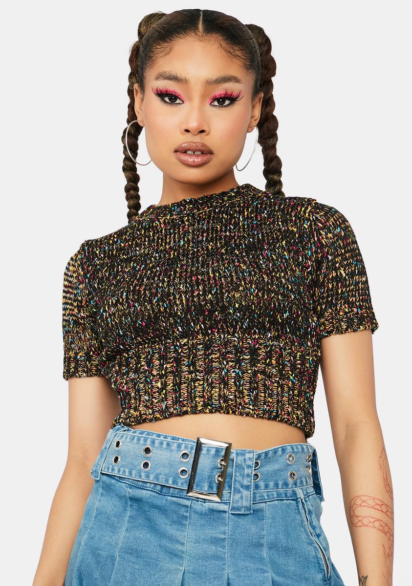 Secret Gossip Short Sleeve Crop Sweater,New Products : American Fashion Style Bags On Sale