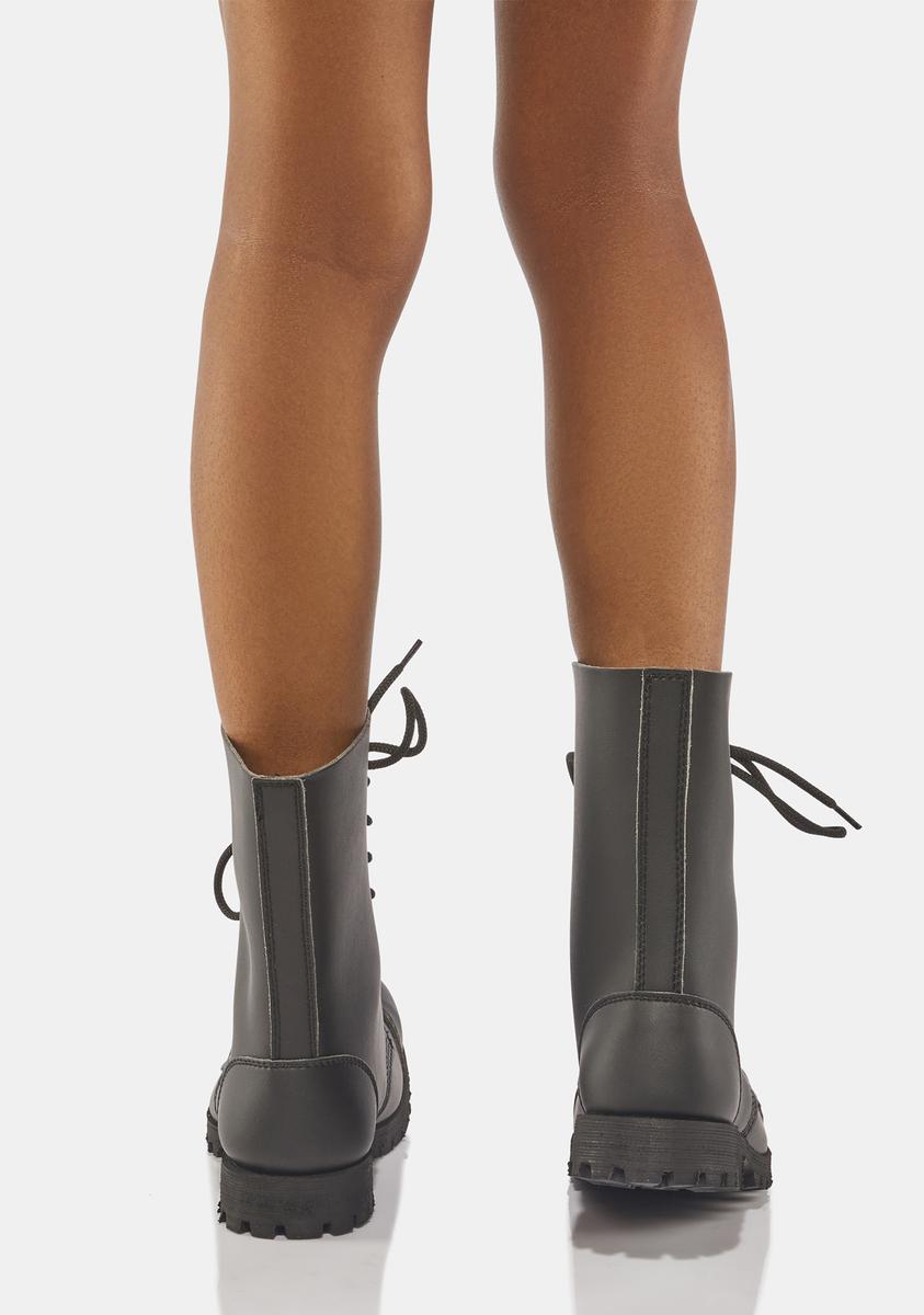 Underground UK | Commando 10 Eyelet Vegan Combat Boots Underground UK 10 Eyelet Vegan Leather Combat Boots - Black  main image 2