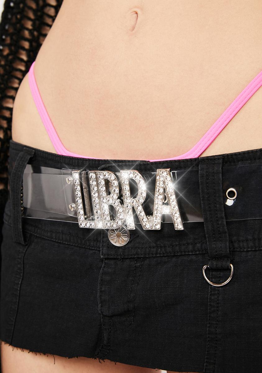 Rhinestone Libra Clear Vinyl Belt - Silver – Dolls Kill