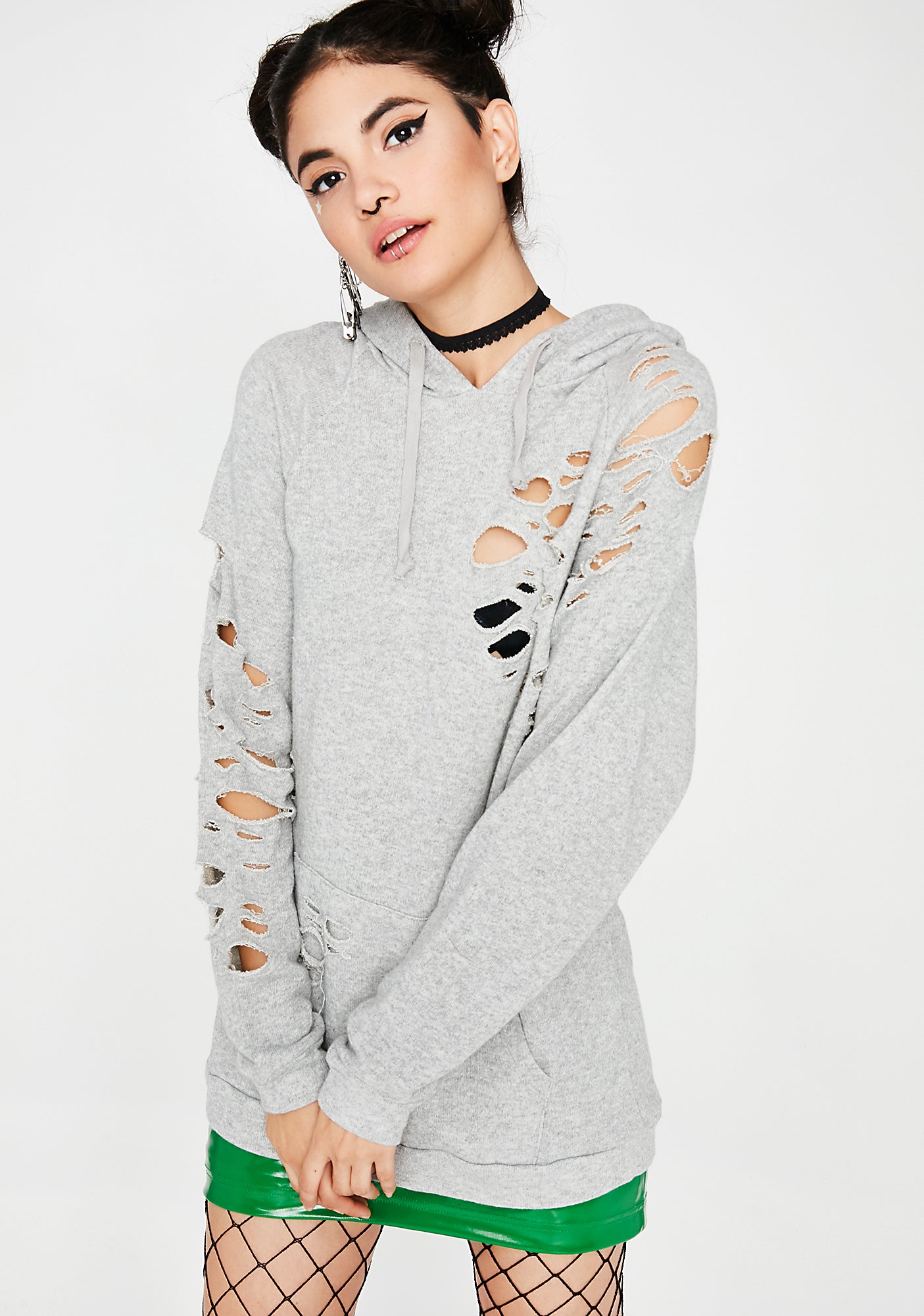 Distressed Pullover Hoodie – Dolls Kill