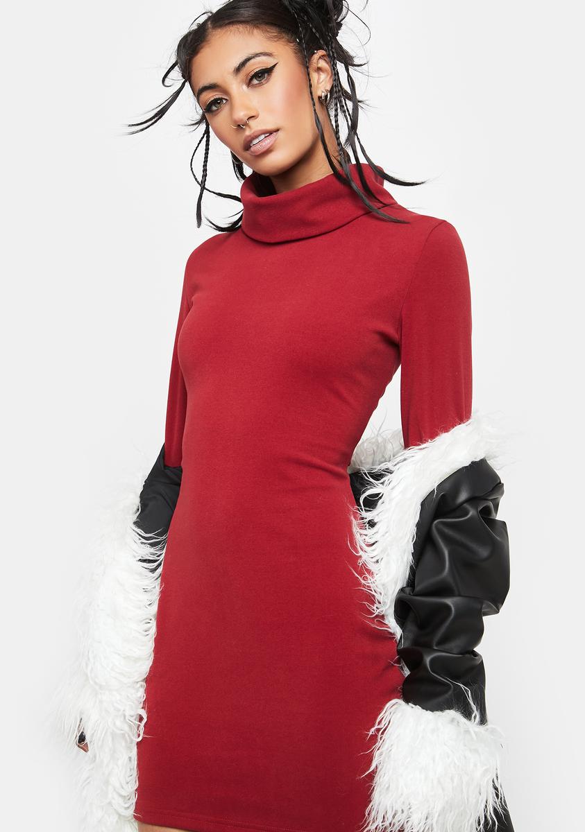 Long Sleeve Turtleneck Bodycon Mini Dress
