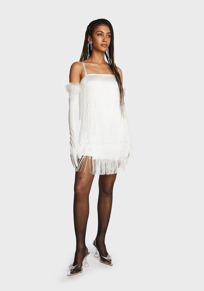 white fringe mini dress Fringe Mini Dress