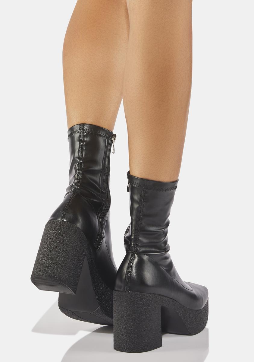 Vegan Leather Sock Ankle Platform Boots – Dolls Kill