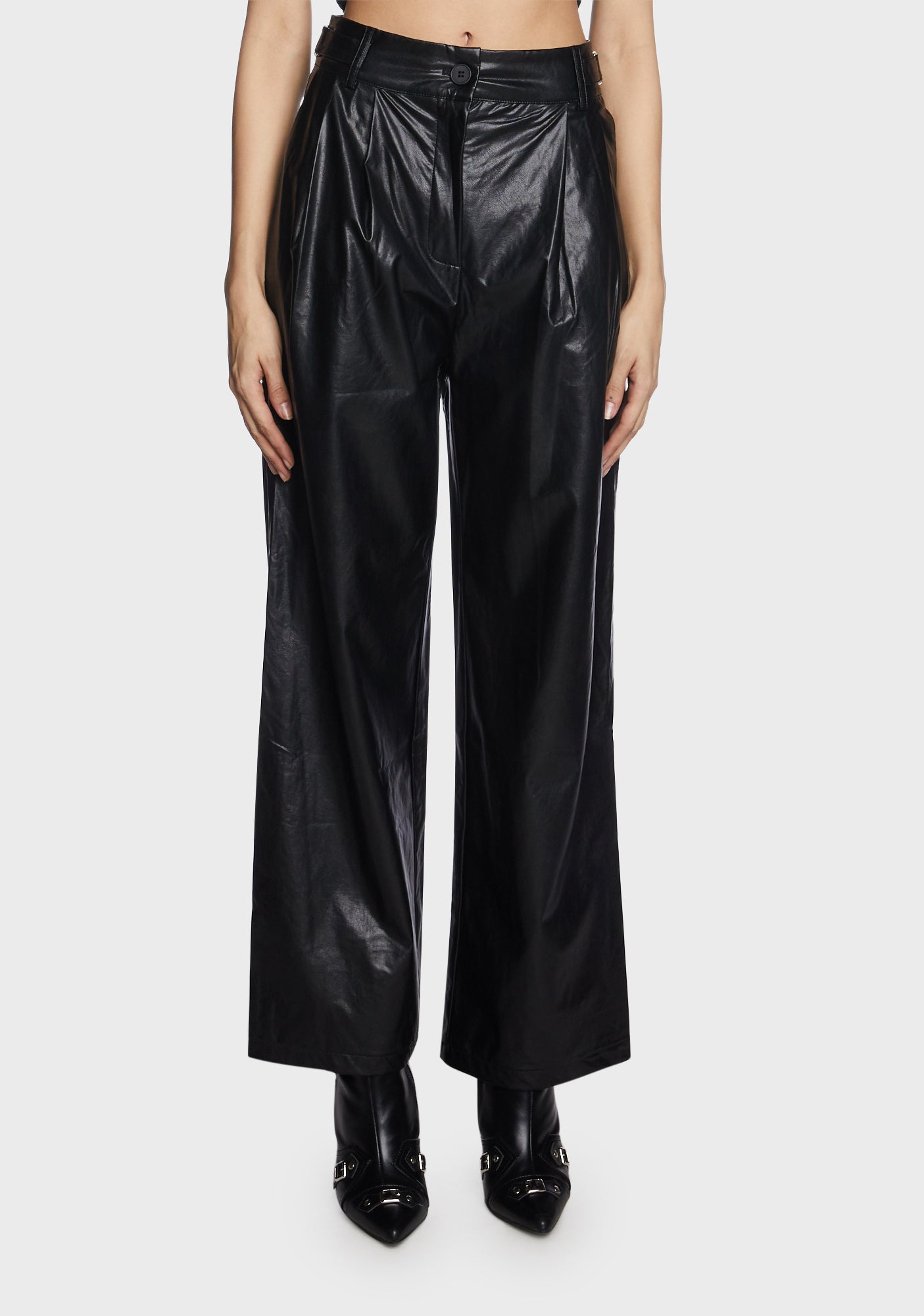 Vegan Leather Low Waist Pants - Black – Dolls Kill