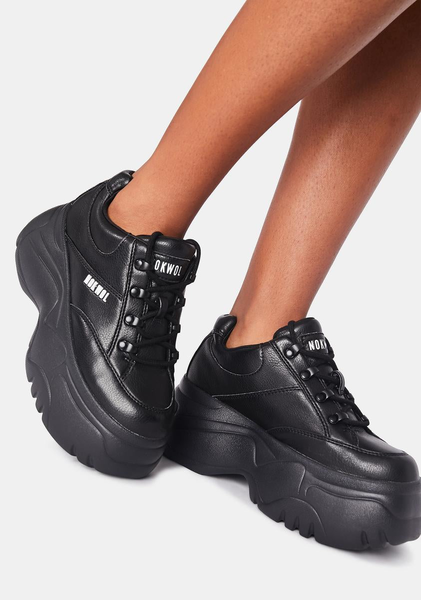 NOKWOL Black Scared Platform Sneakers