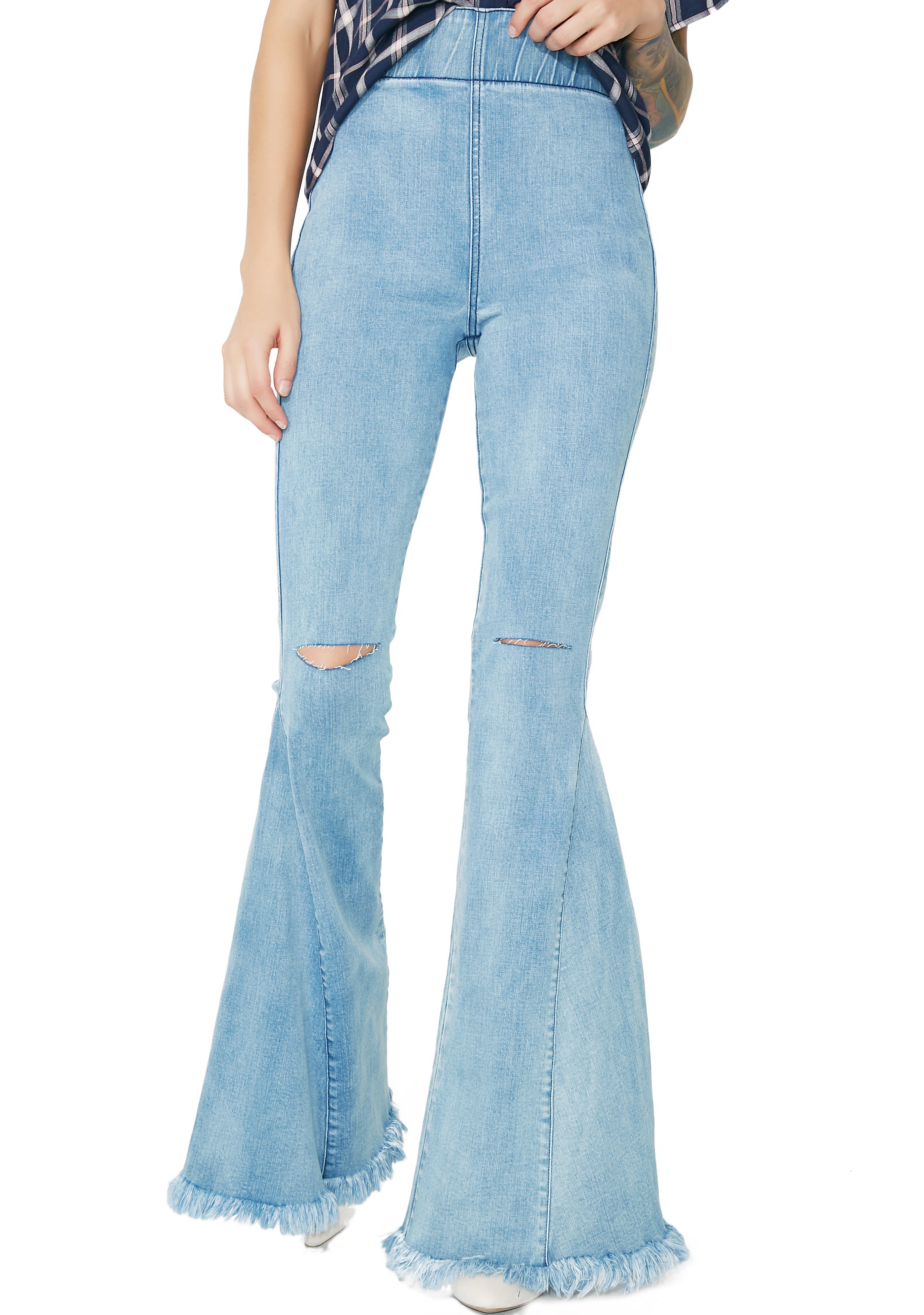 Denim Flare Distressed Jeans – Dolls Kill