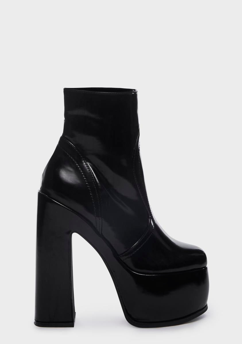 Lemon Drop by Privileged Patent Vegan Leather Zip Up Platform Boots ...