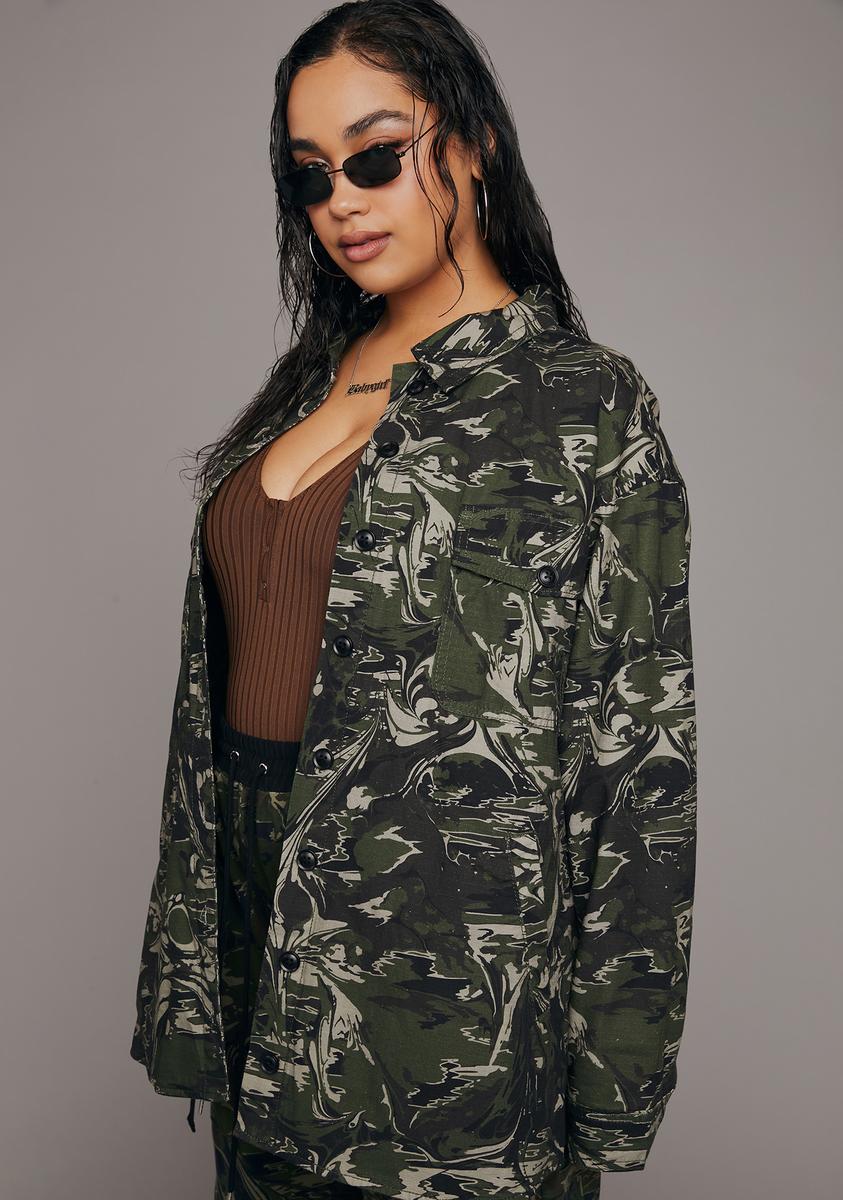 Camouflage Jacket Plus Size Womens Utility Jacket Camo Jacket