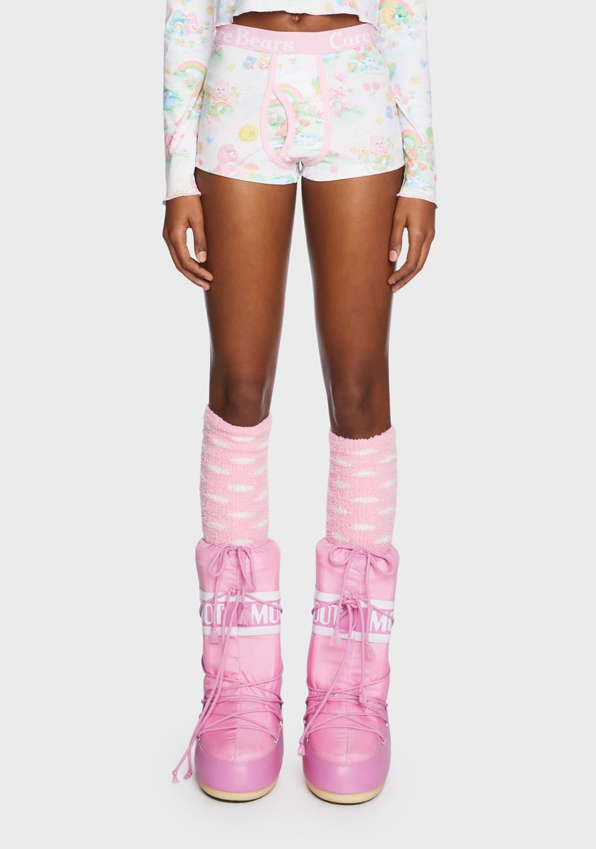 Dolls Kill X Care Bears Watercolor Rainbow Graphic Boyshorts - White