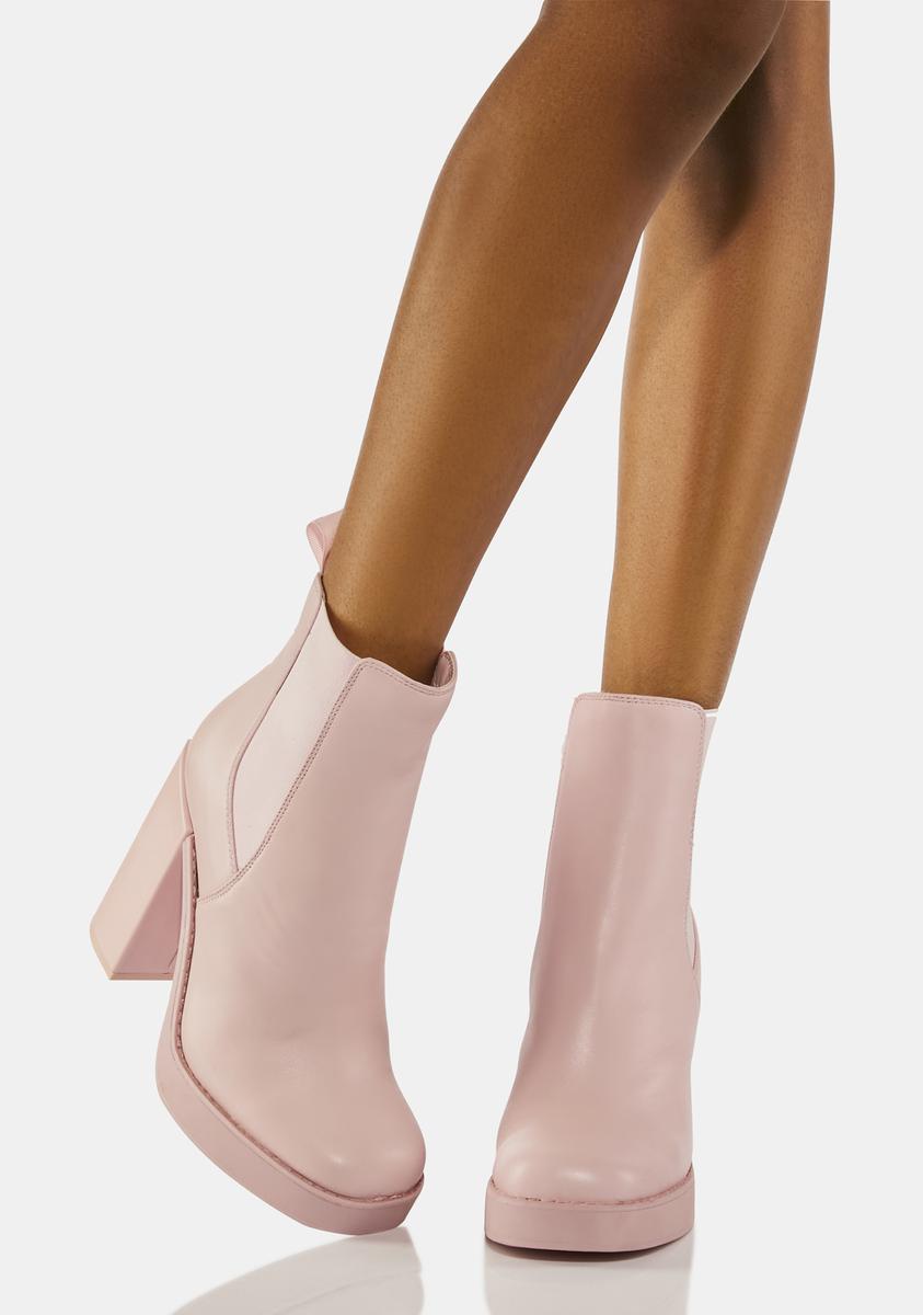 Steve Heeled Chelsea Boots Pink Leather – Dolls Kill