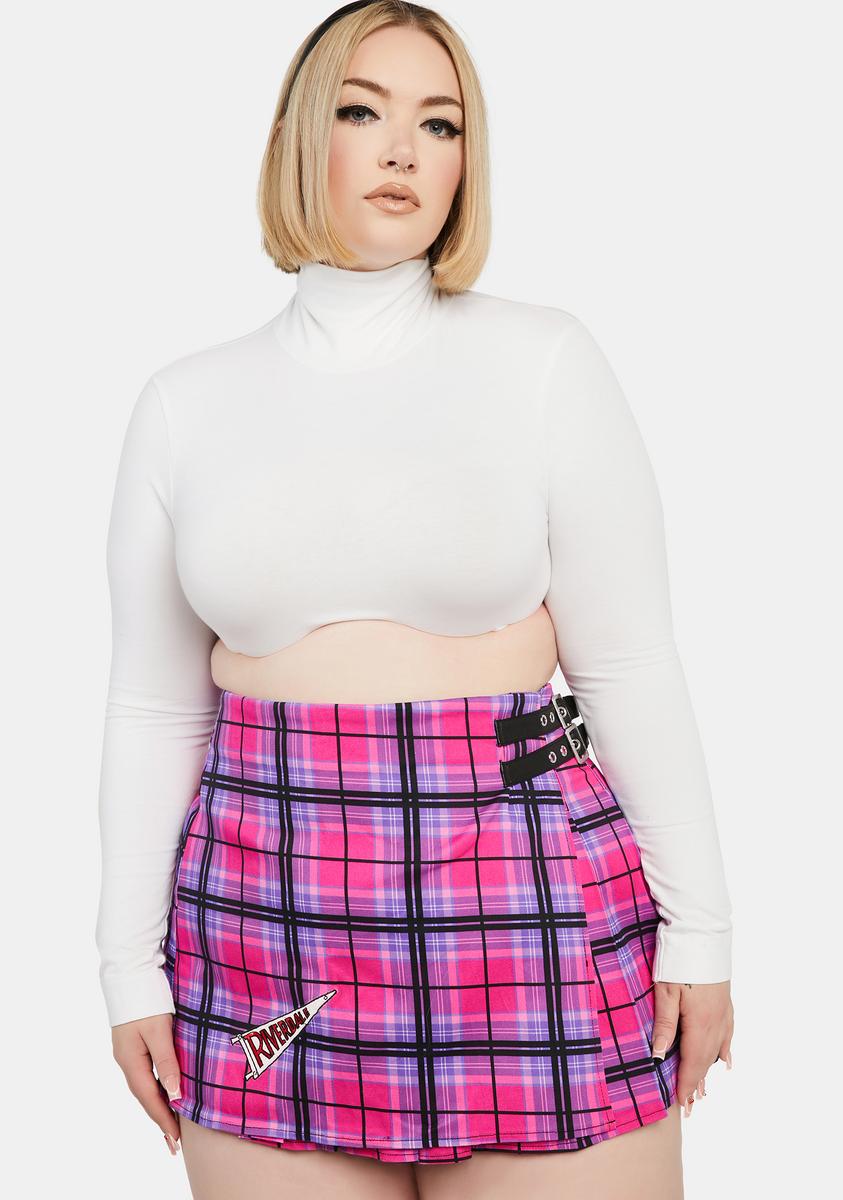 Dolls Kill x Archie Comics Plus Size Plaid Print Pleated Mini Skirt Multi