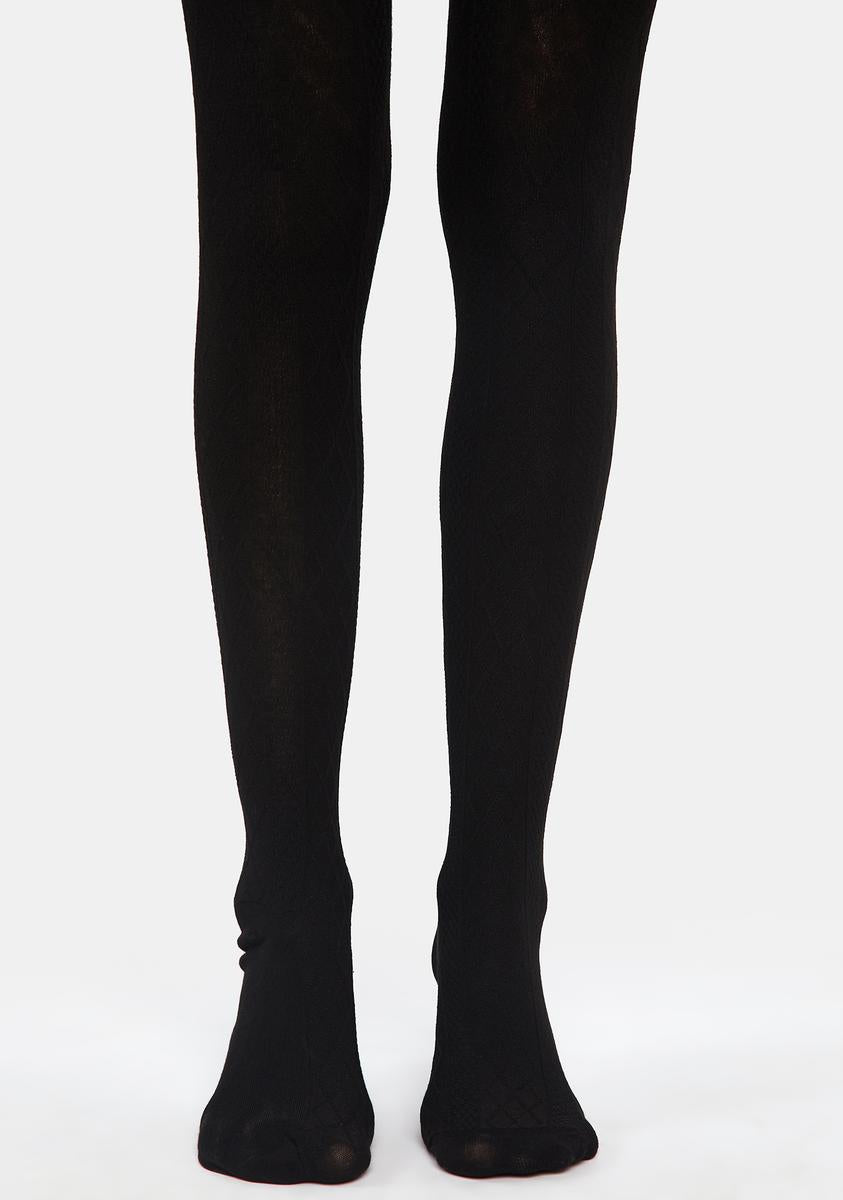 MeMoi Diamond Pattern Sweater Tights - Black – Dolls Kill