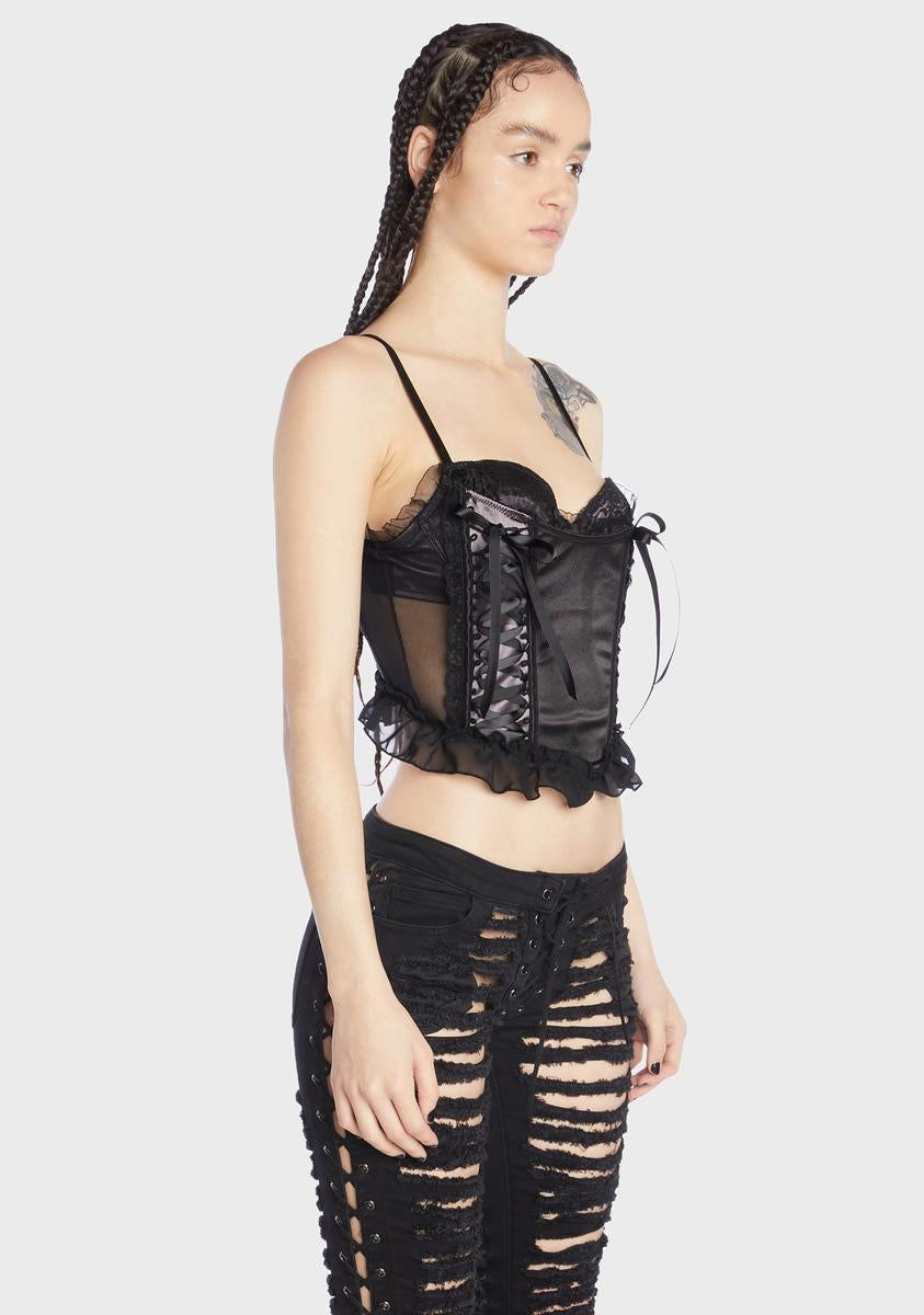 melt the lady cut out bustier 黒　ブラック Black Pleather Metal Plate Bustier With O-ring – Mode Brutale