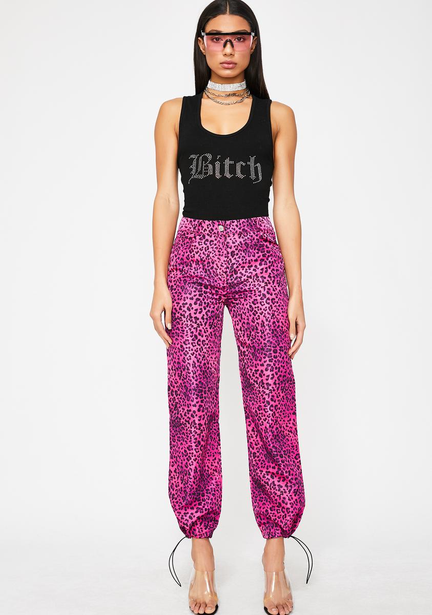Leopard Print Wide Leg with Pink Side Stripe  Forever Unique