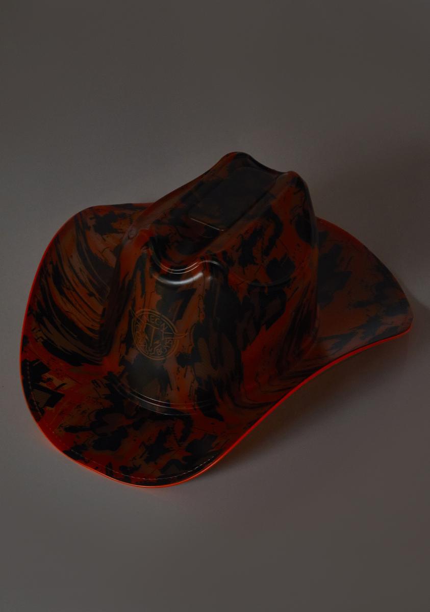 Neon Cowboys Grit Pattern Light Up Cowboy Hat - Orange/Black 