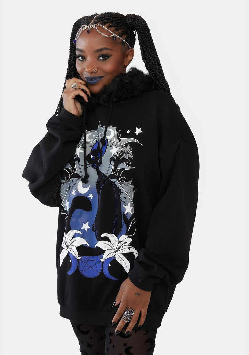 The Grave Girls Star Graphic Cat Ear Hoodie Black Dolls Kill