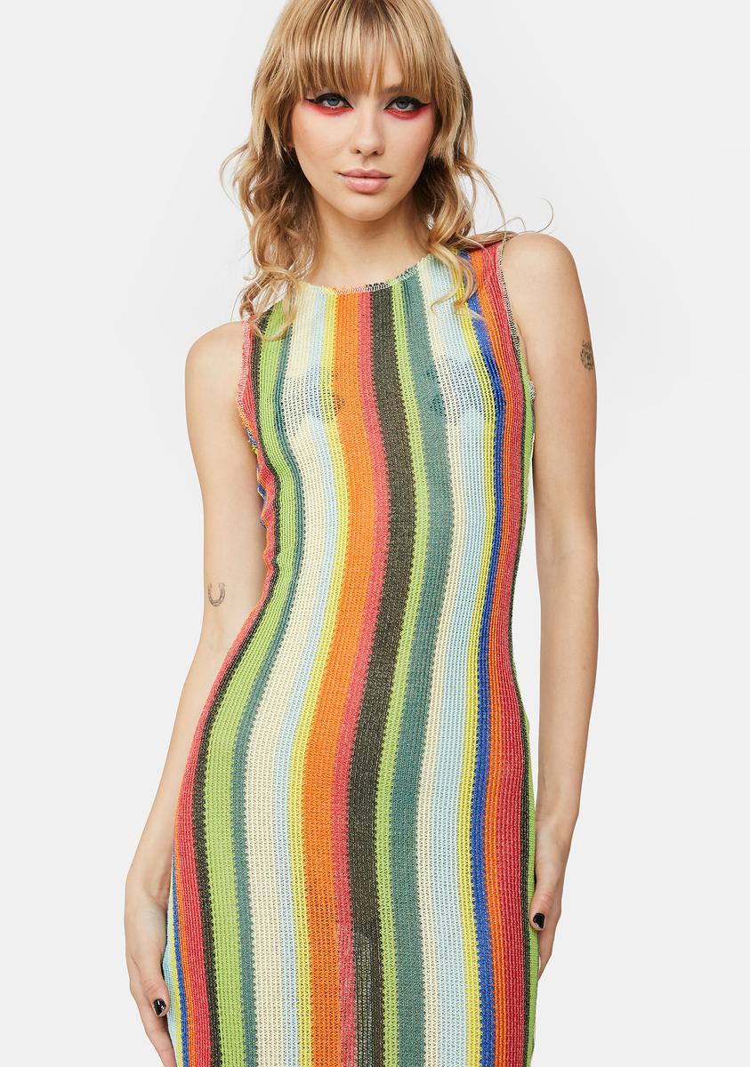 Striped Sleeveless Maxi Dress - Multi – Dolls Kill