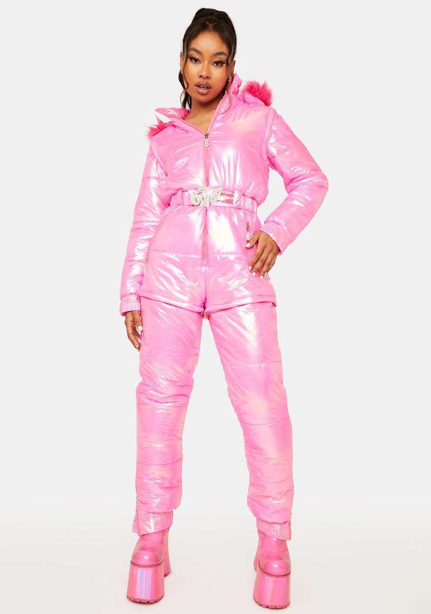 Dolls Kill x Bratz Convertible Metallic Snowsuit - Pink