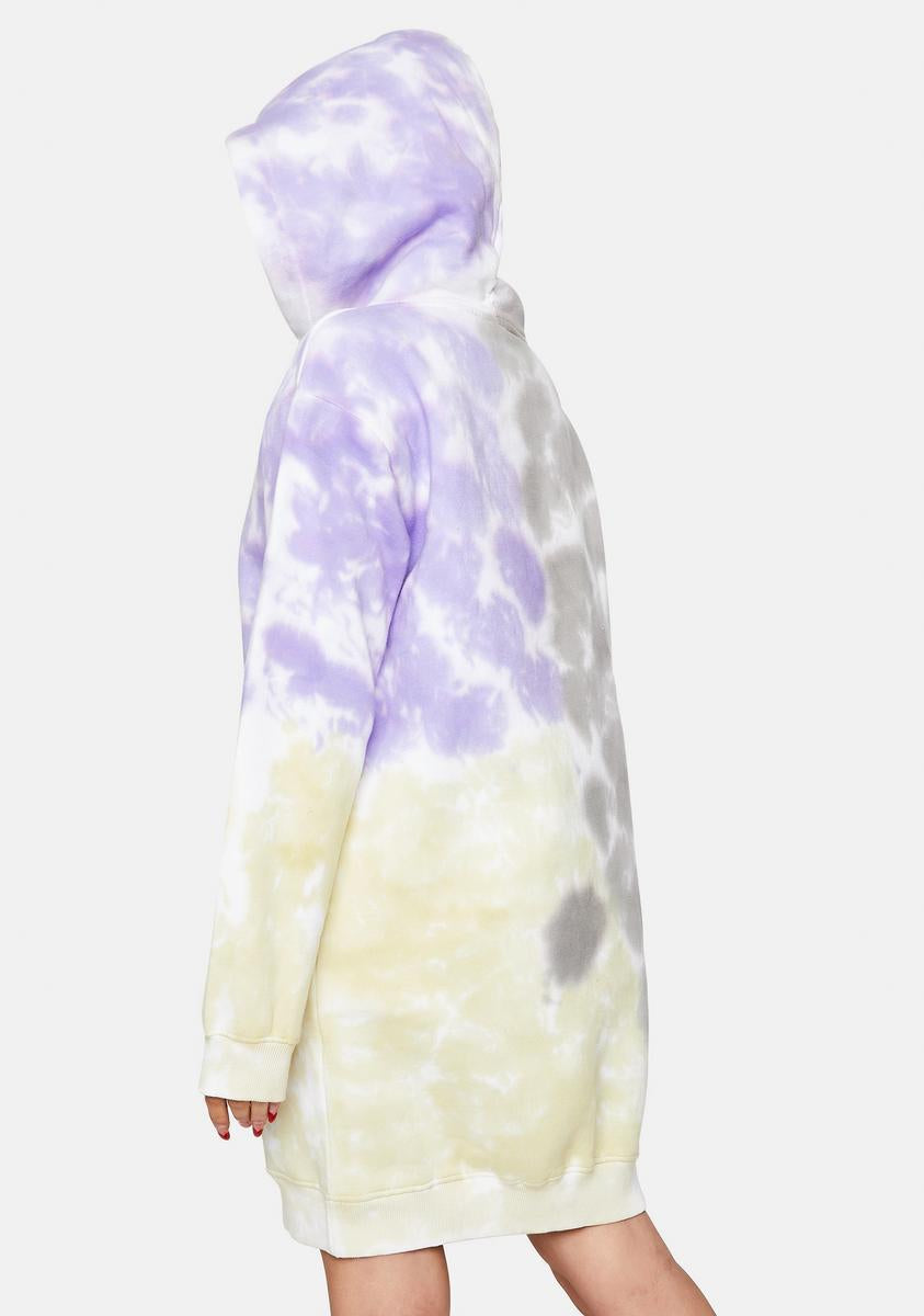 open lace back dress Criminal Damage Tie Dye Printed Logo Hoodie Dress – Dolls Kill