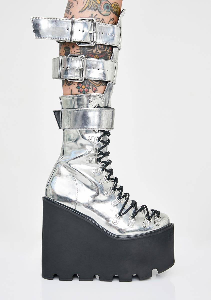 【DOLLS KILL】CURRENT MOOD Utopia Chelsea Boots Platform Vegan Leather Ankle Chelsea Boots Current Mood