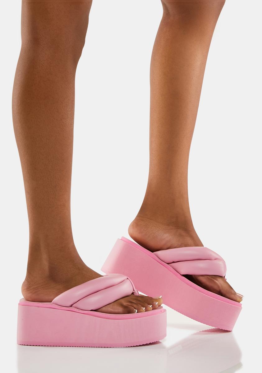 Steve Madden Pink Billion Platform Wedge Sandals – Dolls Kill