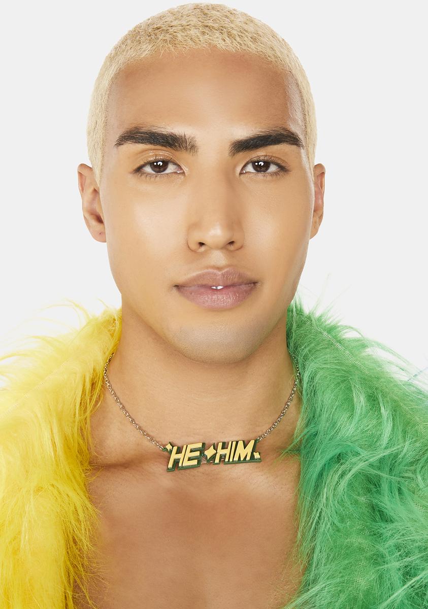 He/Him Chain Necklace - Green – Dolls Kill