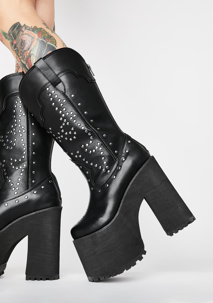 Bad Bitch Platform Cowboy Boots Y.R.U.,All Products : American Fashion Style Bags On Sale
