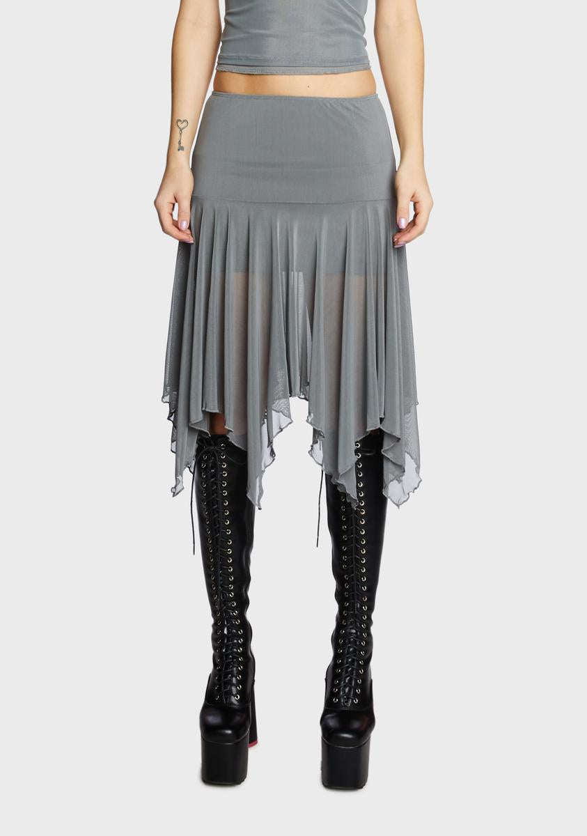 Motel Low Rise Mesh Handkerchief Skirt - Blue Grey Mesh – Dolls Kill