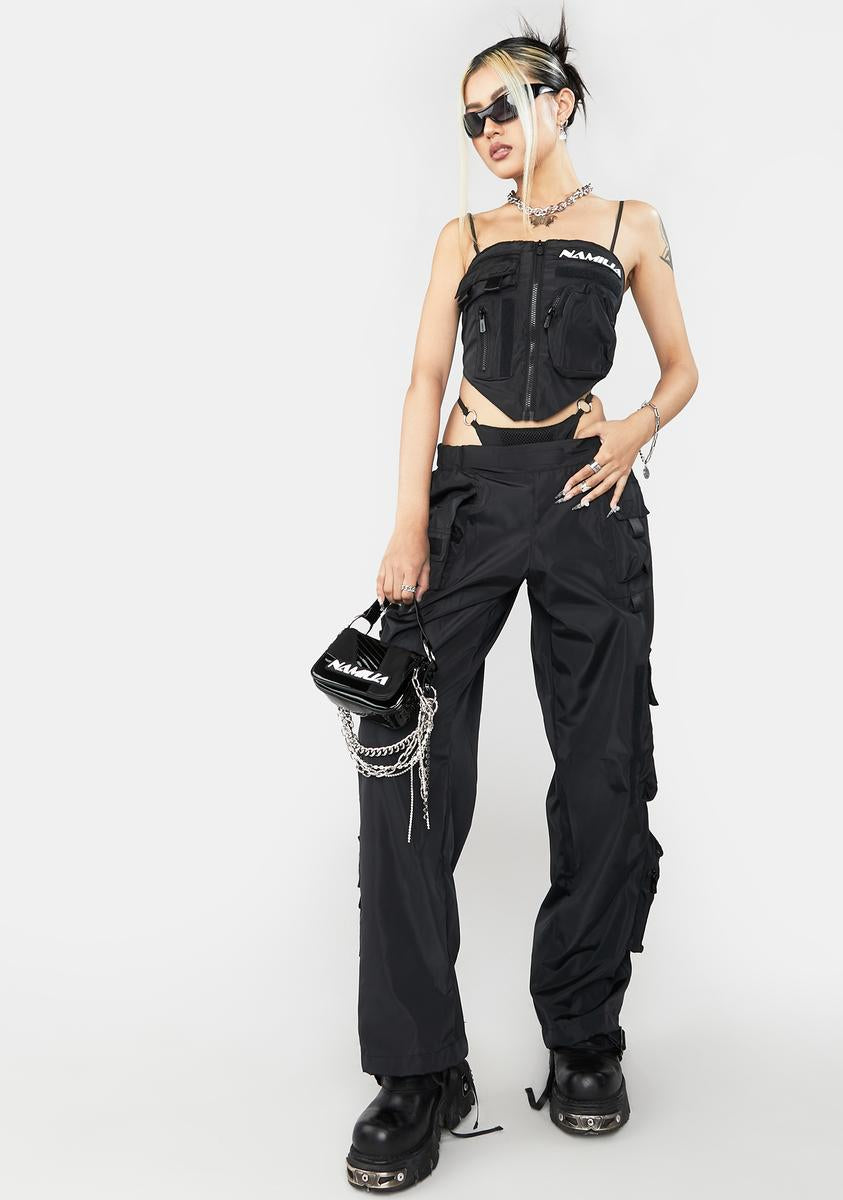 Namilia Black Nylon Tactical Bandana Top Dolls Kill