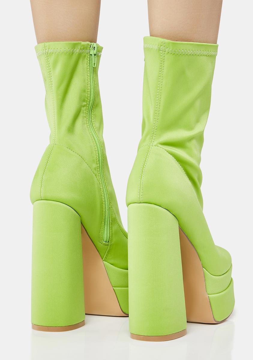 Shoe Neon Green Sock Booties ASOS DESIGN Elsie High Heeled Sock