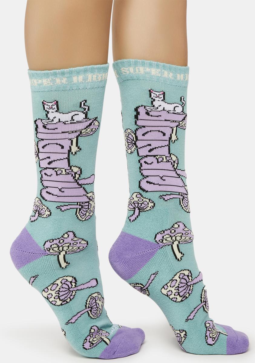RIPNDIP Psychedelic Mushroom Nermal Crew Socks - Purple – Dolls Kill
