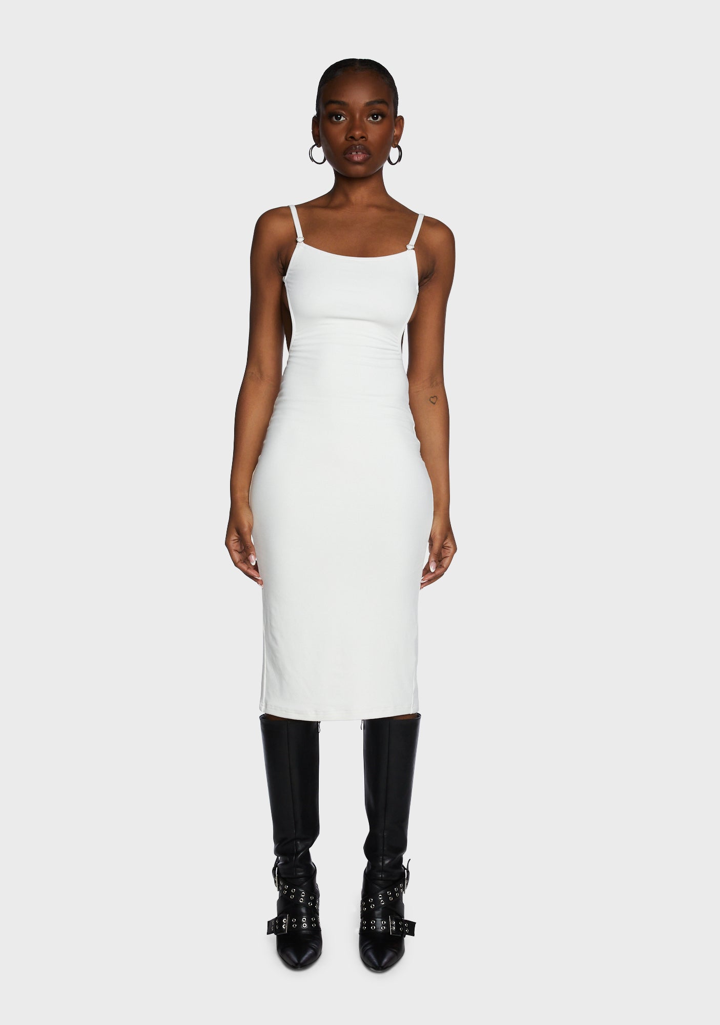 Bodycon Midi Open Back Slit Dress
